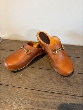 Penelope Chilvers Brown Leather Clog Mules size 8.5/40